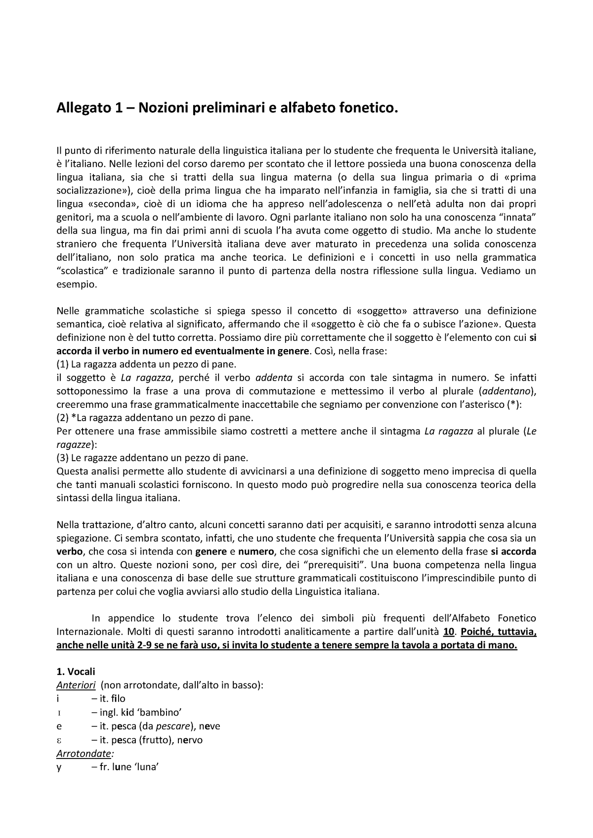 Ipa - Alfabeto Fonetico Internazionale - Allegato 1 – Nozioni ...