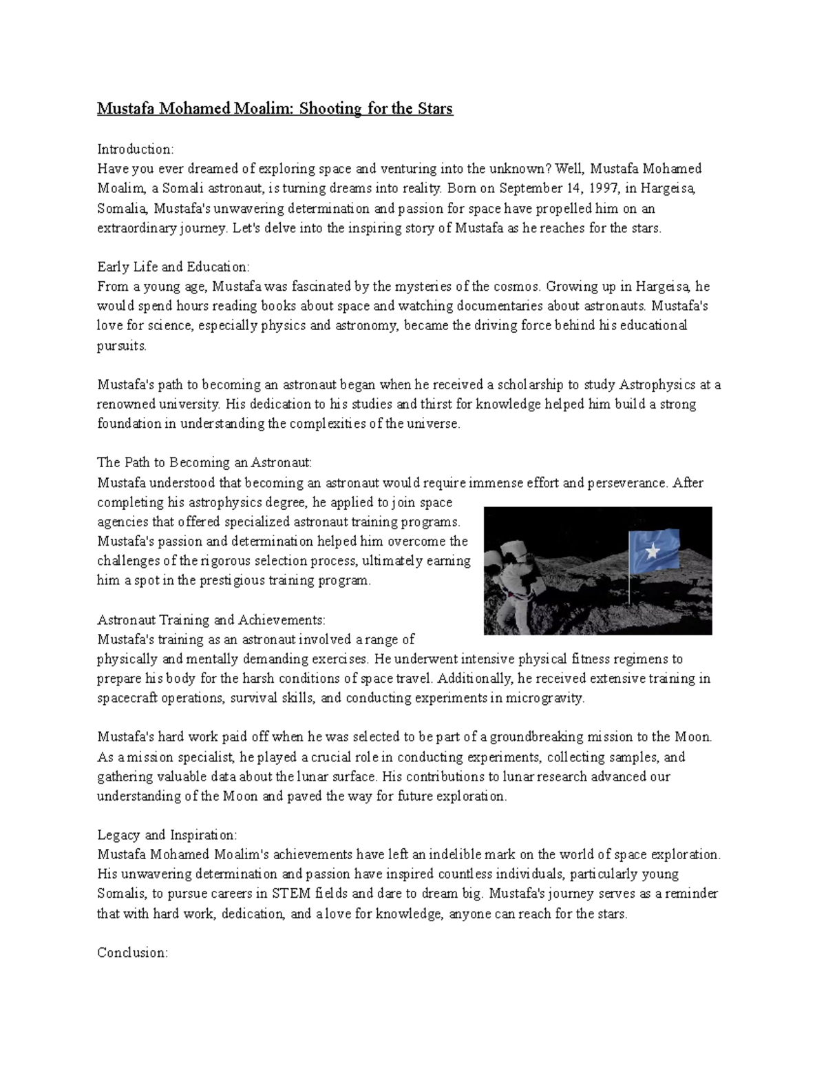 Astronomy project - Mustafa Mohamed Moalim: Shooting for the Stars ...