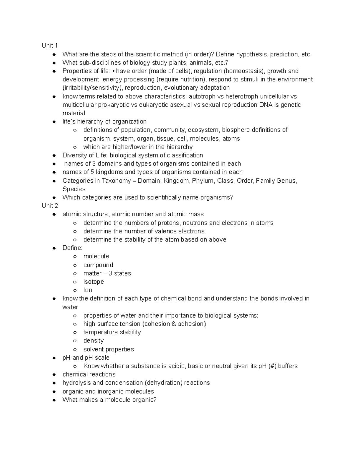 Review Sheet unit 1 - Unit 1 What are the steps of the scientific ...