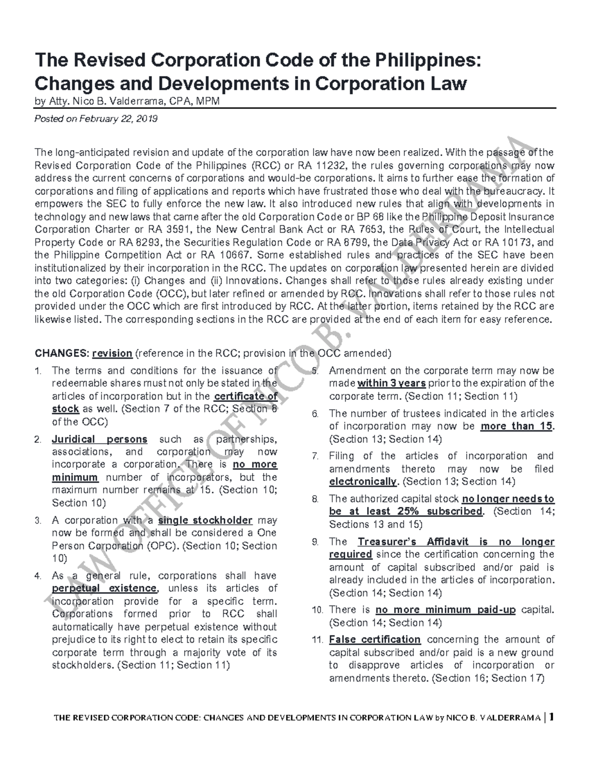 The Revised Corporation Code Of The Philippines Changes And ...