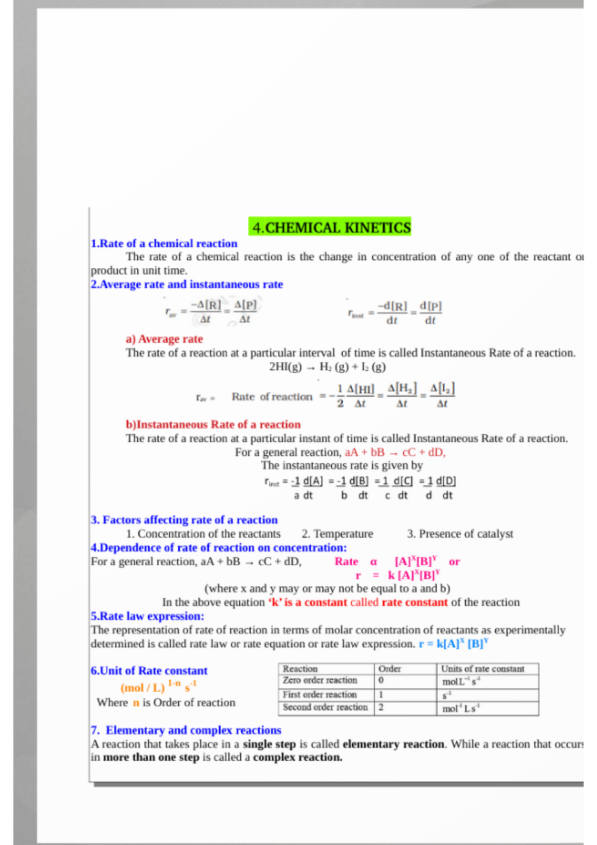 Plus2 Chemistry Chapter 4 Chemical Kinetics - Engineering Chemistry ...