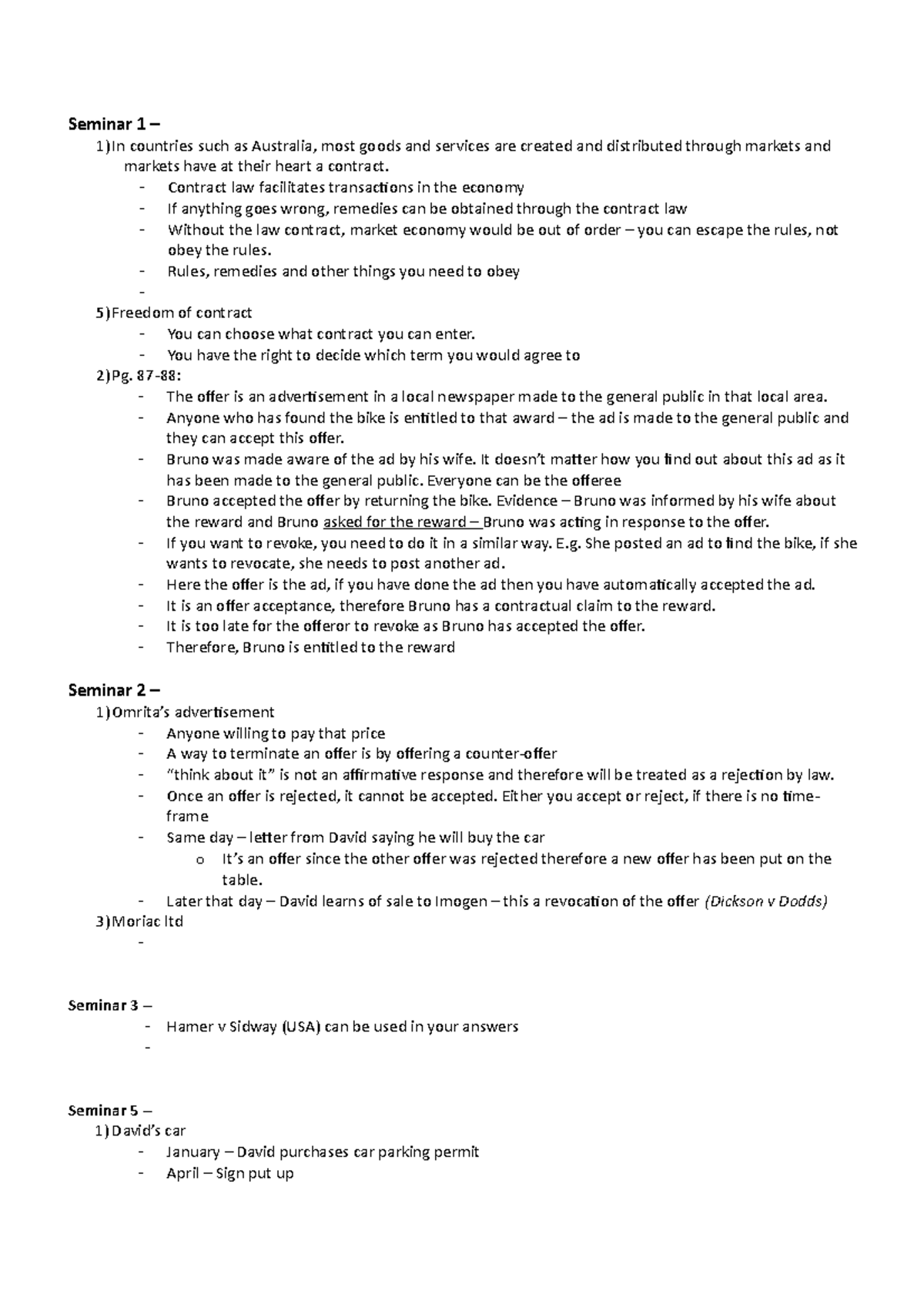 Seminar Notes copy - Seminar 1 – 1)In countries such as Australia, most ...