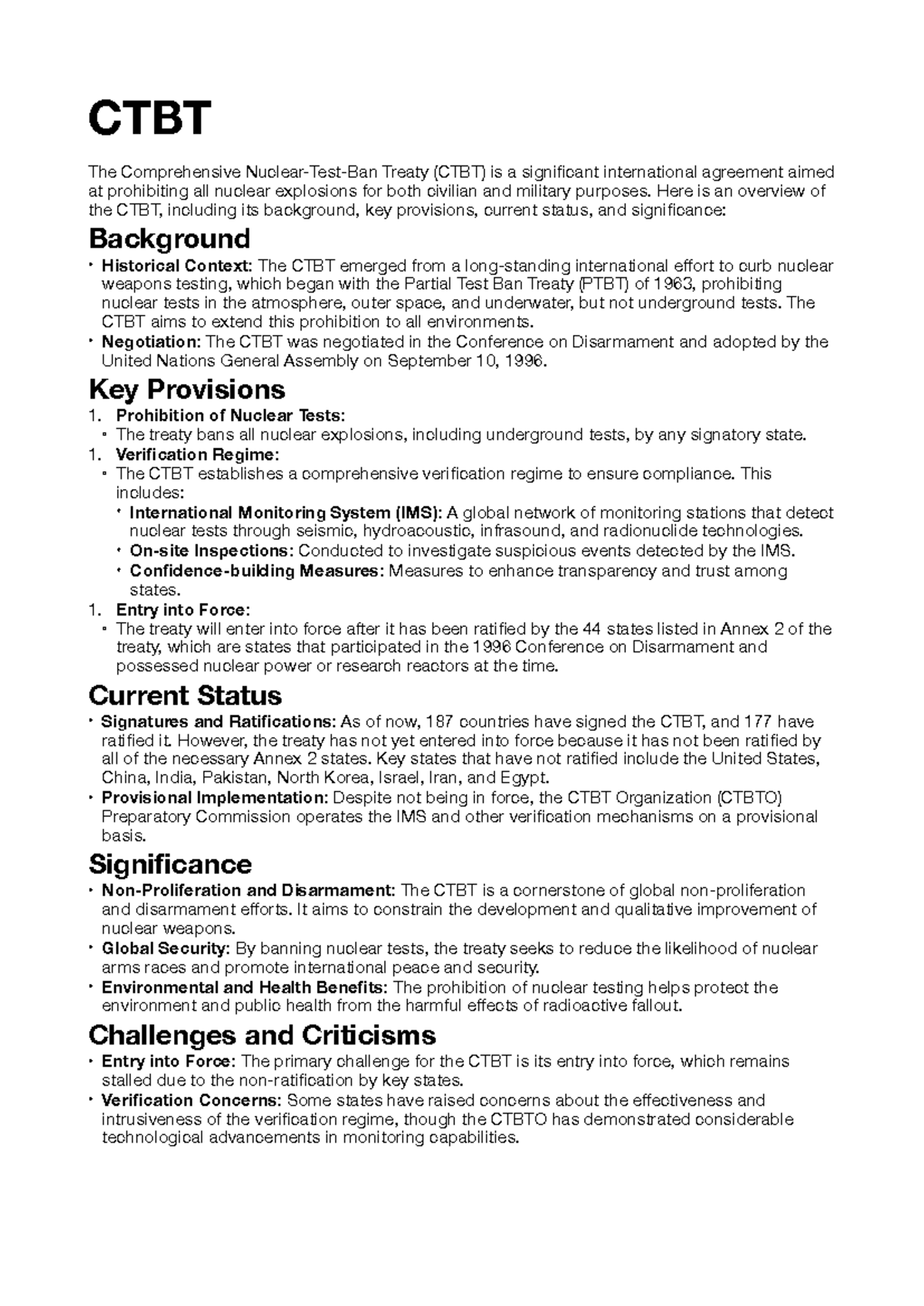Comprehensive Test Ban Treaty - CTBT The Comprehensive Nuclear-Test-Ban ...