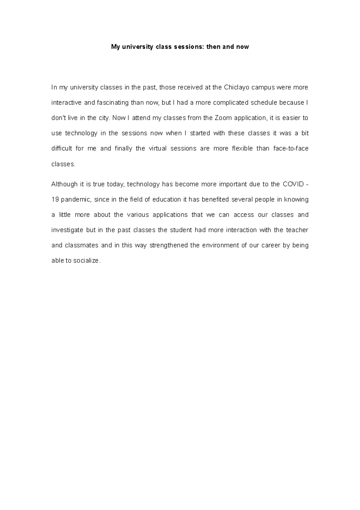 Dialogue English 02 ( Limpio) - My university class sessions: then and ...