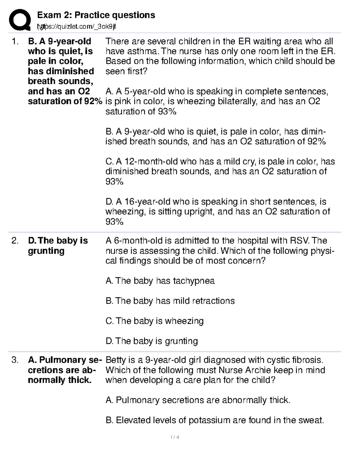 Exam 1 practice question - (¿f`quizlet/_3ok9jf B. A 9-year-old who is ...
