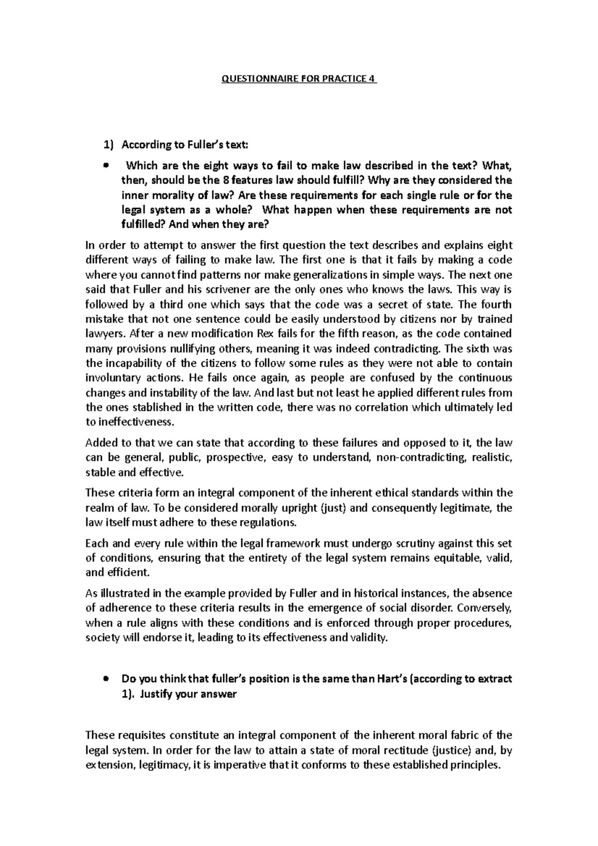 Practice 4 - QUESTIONNAIRE FOR PRACTICE 4 According to Fuller’s text ...