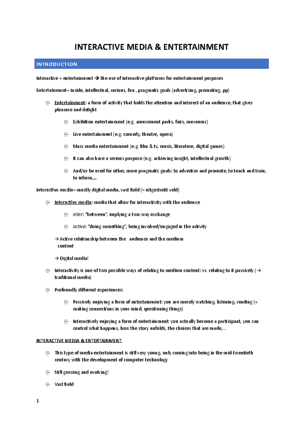 Interactive media & entertainment - INTERACTIVE MEDIA ENTERTAINMENT ...