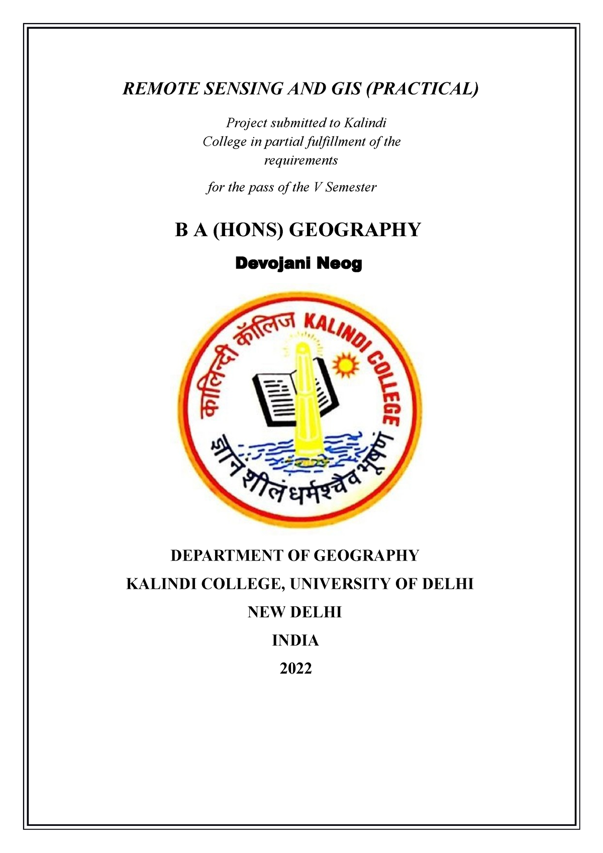 Remote Sensing AND GIS - REMOTE SENSING AND GIS (PRACTICAL) Project ...