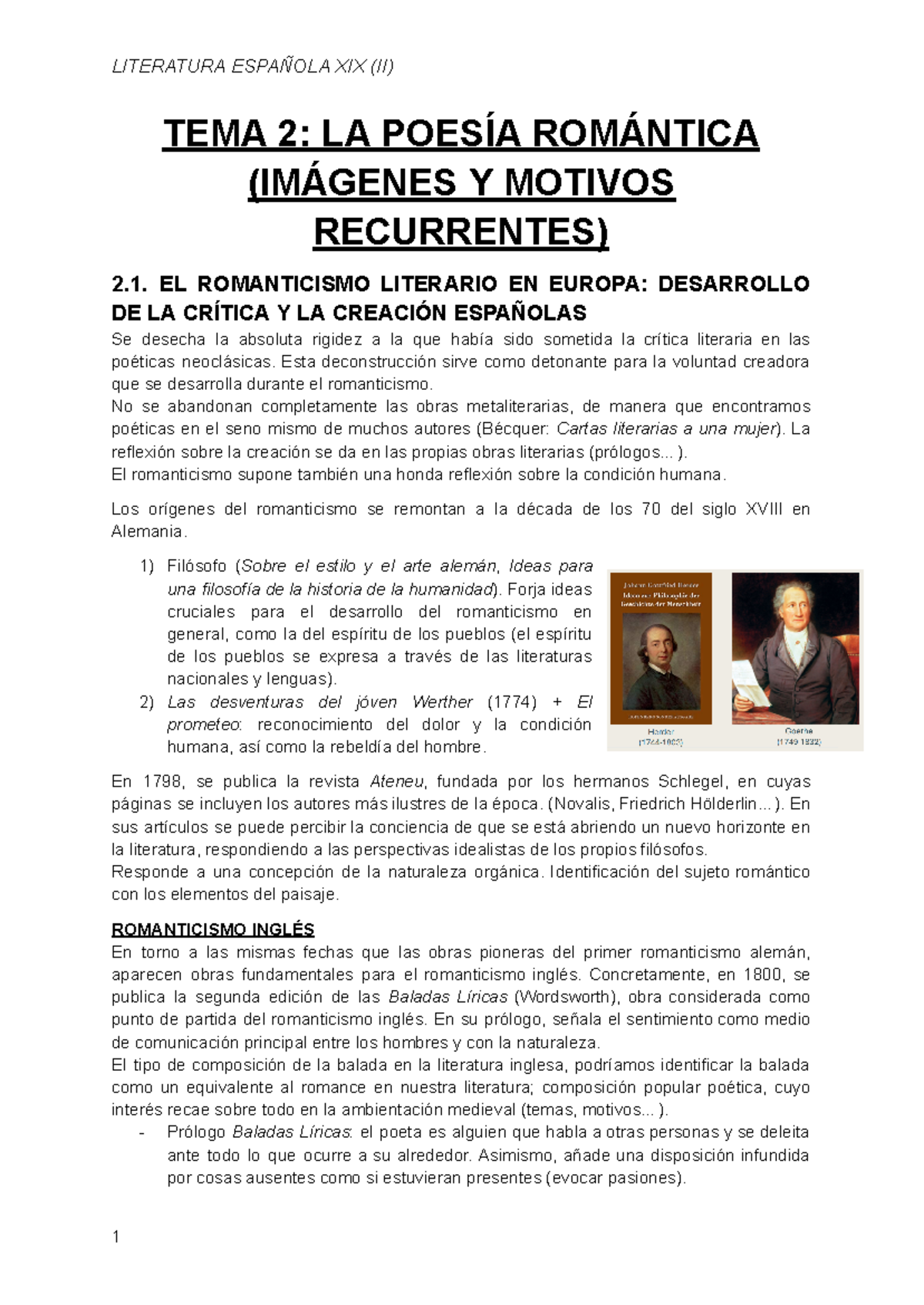 TEMA 2 La Poesía Romántica ( Imágenes Y Motivos Recurrentes) - TEMA 2 ...
