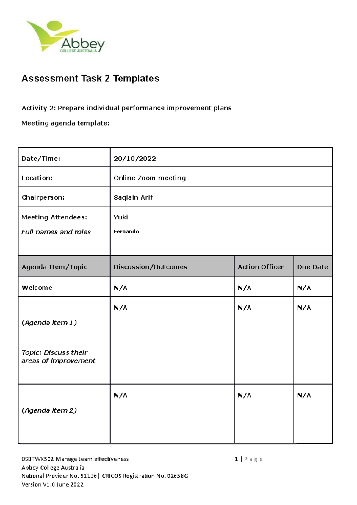 Bsbtwk 502 Assessment Task 2 - Templates - Assessment Task 2 Templates ...