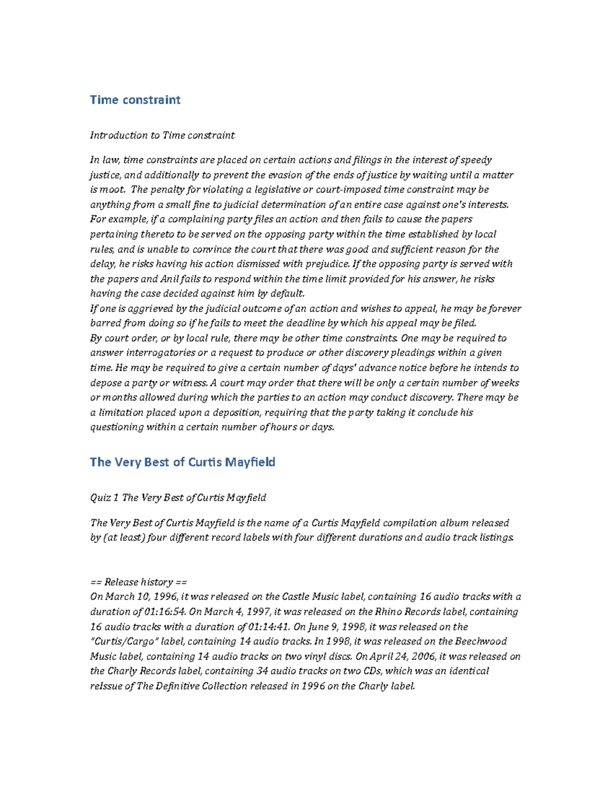 PSY167Notes Time constraint Time constraint Introduction to Time