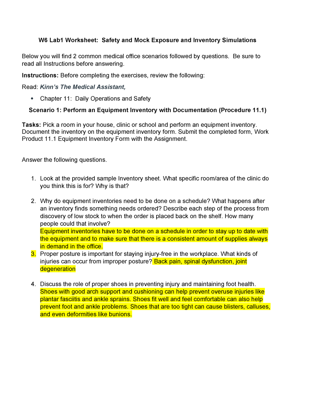 MOA110 W6 Lab DONE - Kldjcdsk - W6 Lab1 Worksheet: Safety And Mock ...