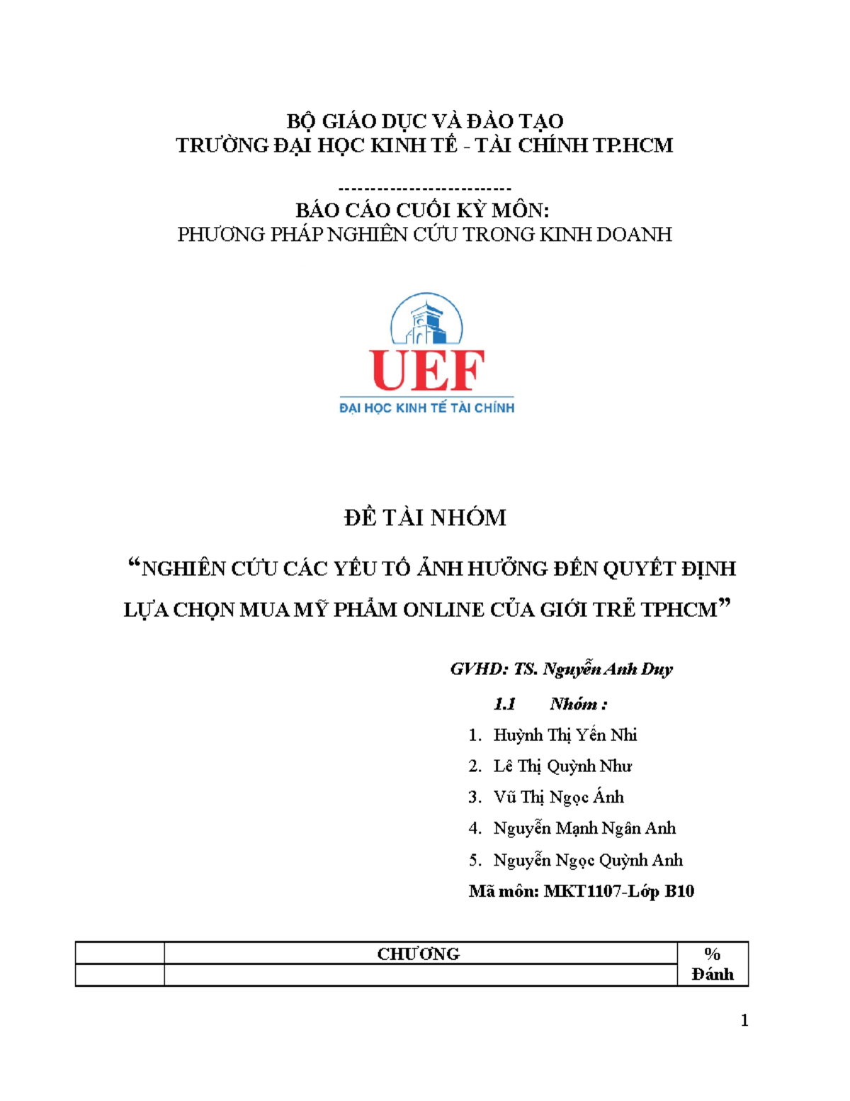 Đề tài nghiên cứu marketing - BỘ GIÁO DỤC VÀ ĐÀO TẠO TRƯỜNG ĐẠI HỌC KINH TẾ - TÀI CHÍNH TP - BÁO CÁO - Studocu