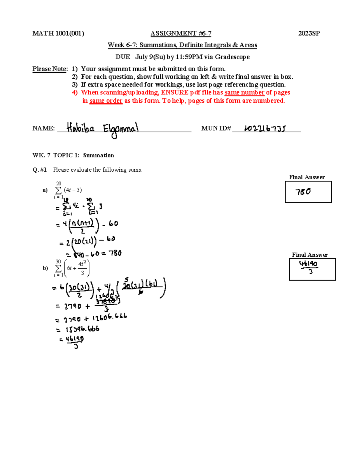 Written A - assignment - Math 1001 - Memorial University - Studocu