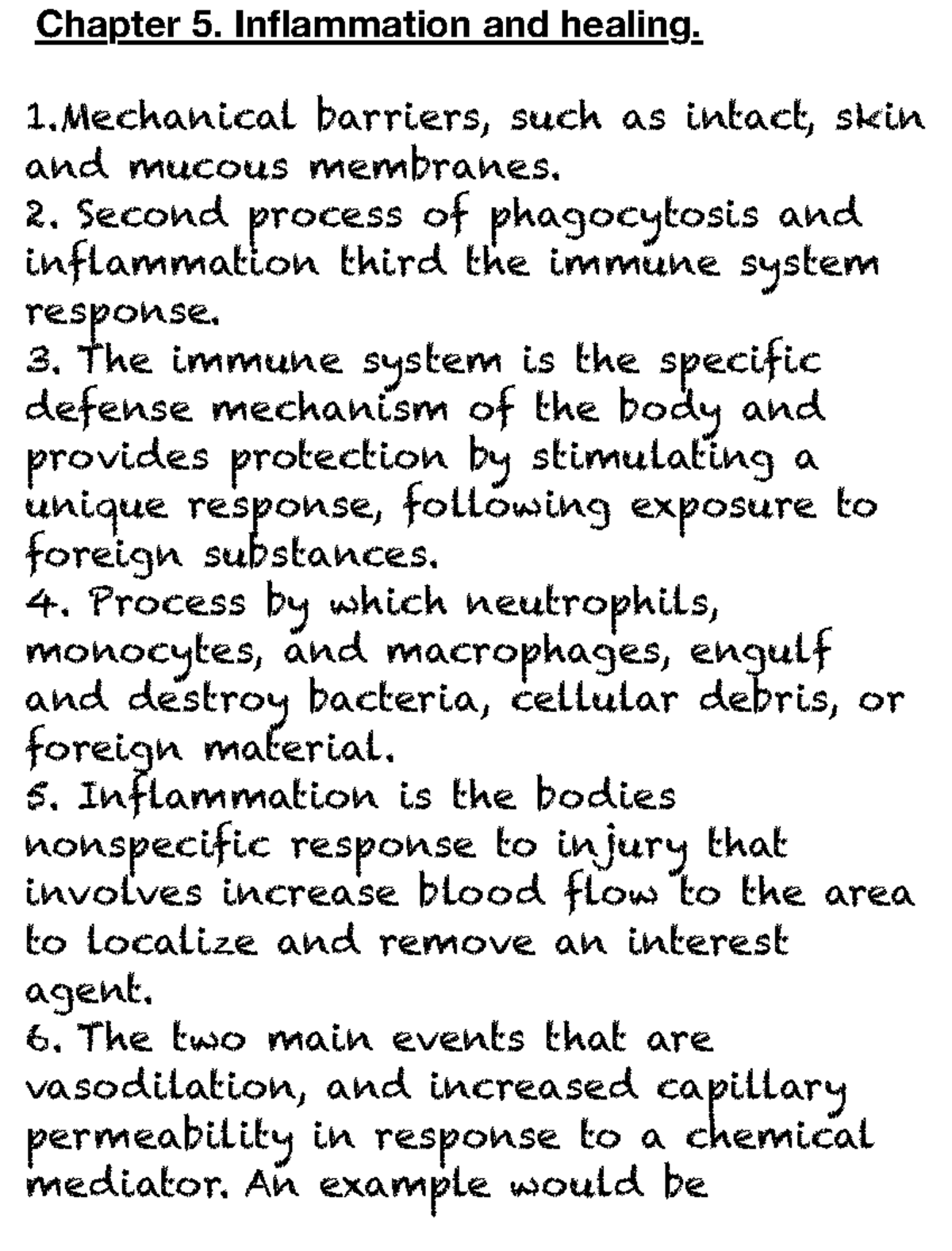 Study guide 5,6,7 - Ch 5,6,7 - Chapter 5. Inflammation and healing. 1 ...