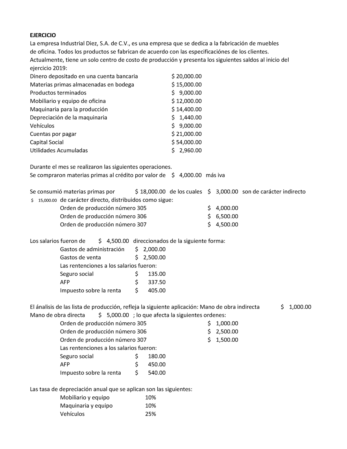 S15 Clase Costo Por Ordenes Ejercicio La Empresa Industrial Diez S De C Es Una Empresa Que 2877