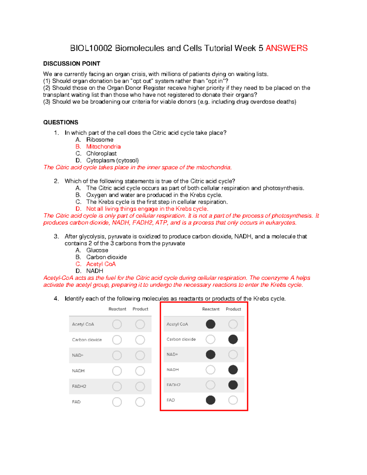 BIOL10002 Tutorial Week 5 Answers - Warning: TT: Undefined Function: 32 ...