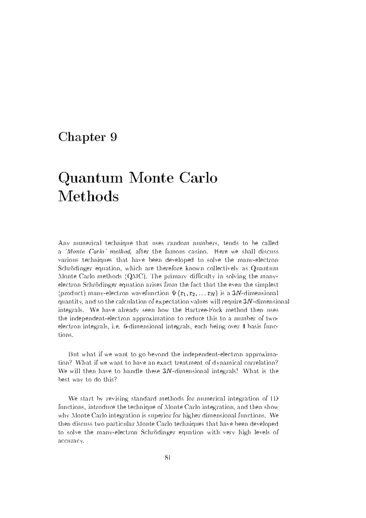 PHY00003 H 2008-2009 Lecture 9 - Quantum Monte Carlo Methods - Chapter ...
