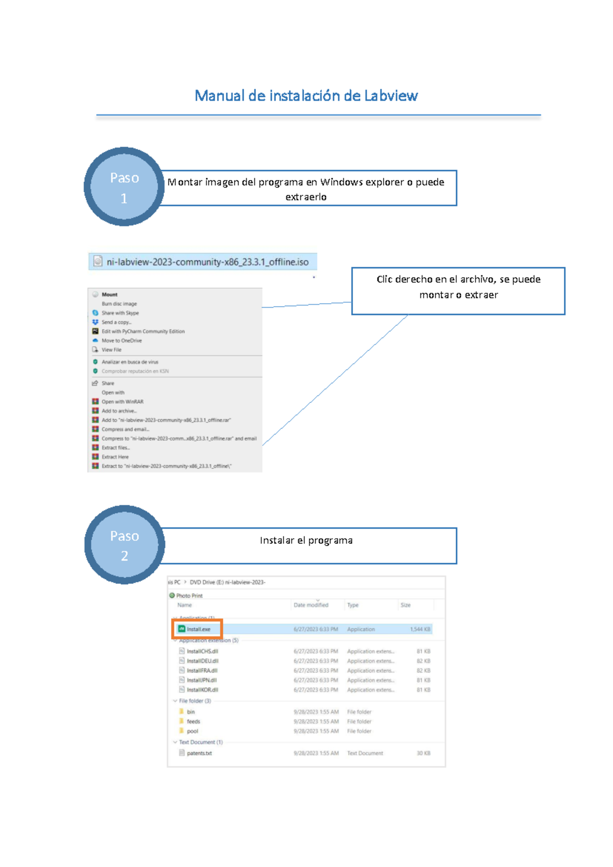 Manual de instalación de Labview 2023 - Manual de instalación de ...