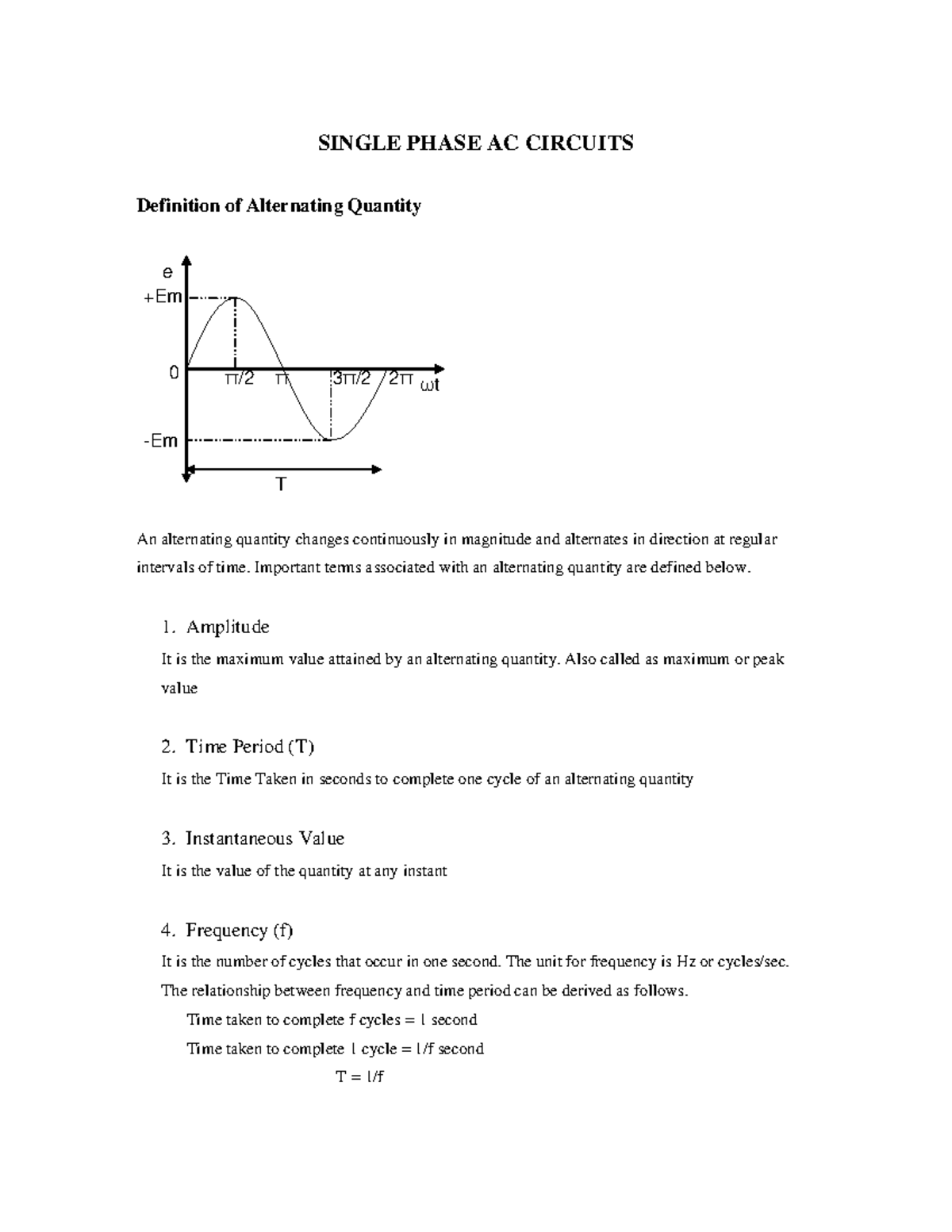 AC fundamentals Basic Electrical Engineering /Basic Electronics