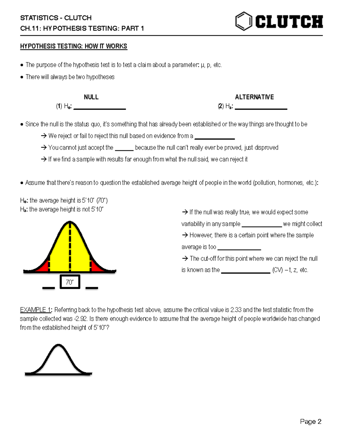 Clutch Chapter 11 distribution HYPOTHESIS TESTING HOW IT WORKS x