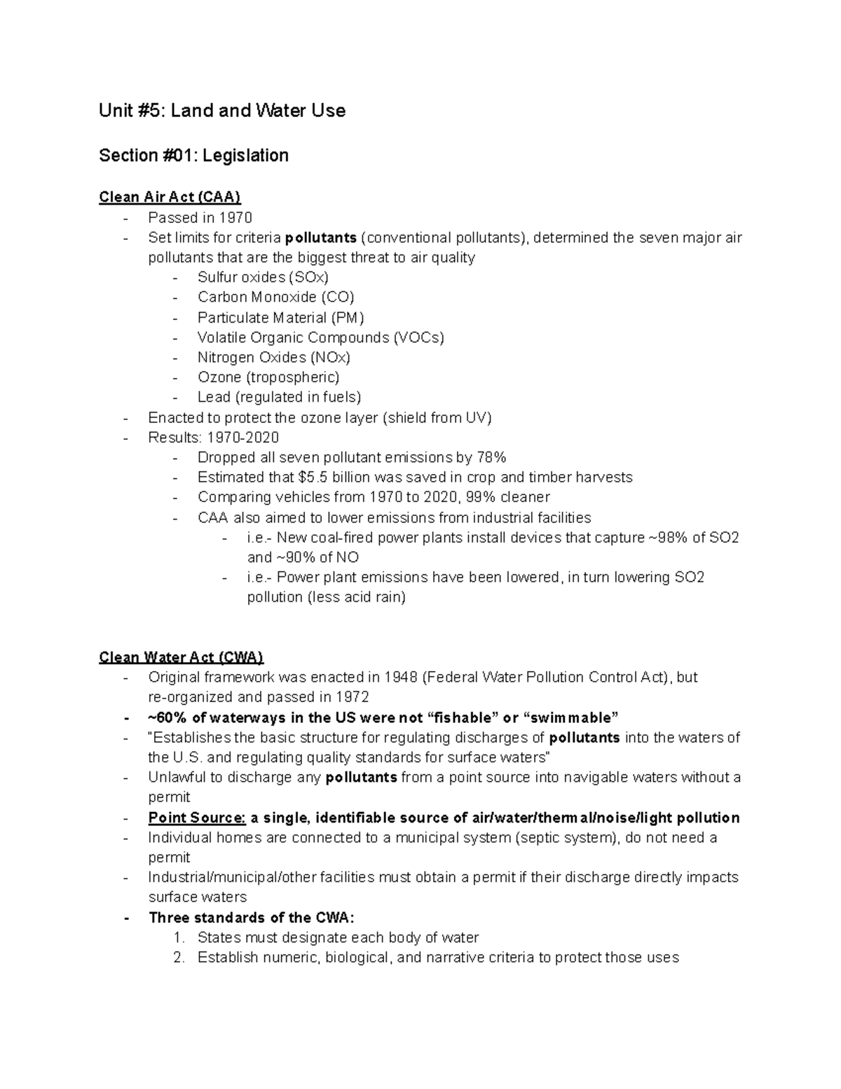 APES Unit 5 Notes Unit 5 Land and Water Use Section 01