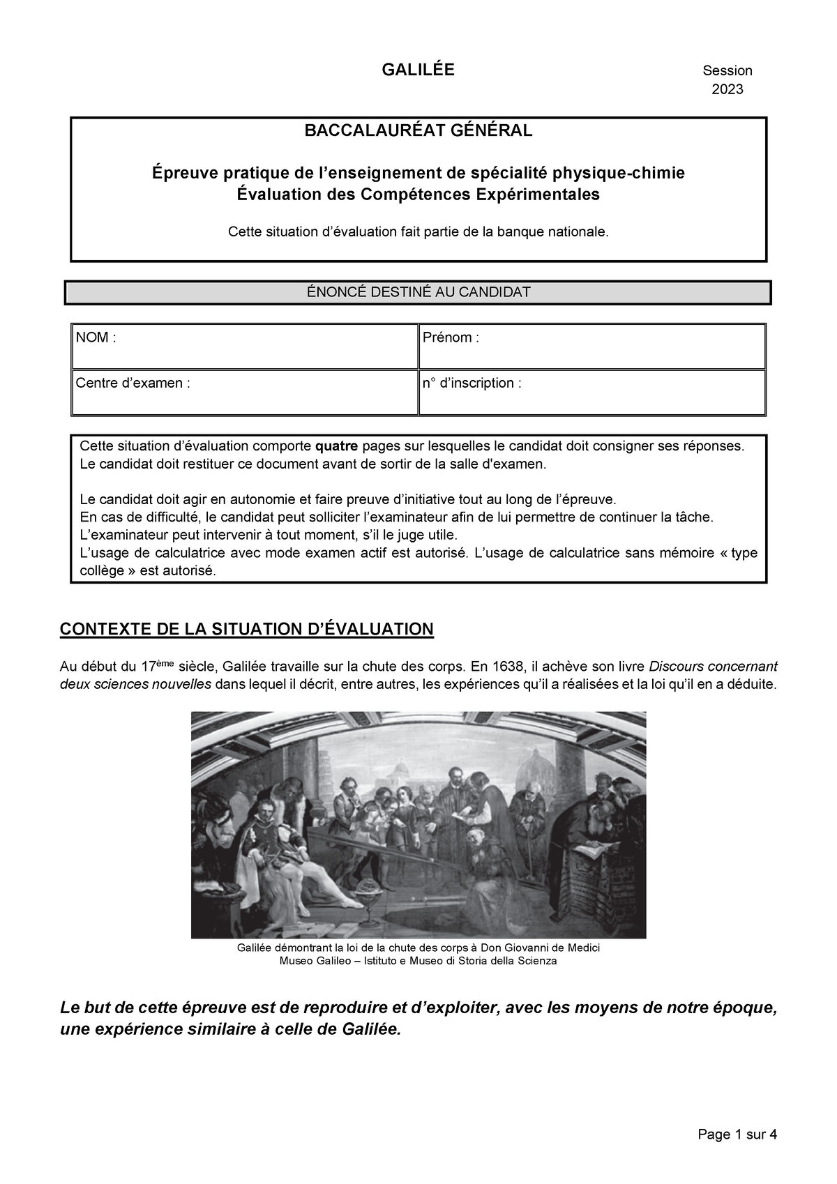 ECE 23 PC 7 - Exercice De Physique-chimie - 2023 BACCALAUR.. G...N ...