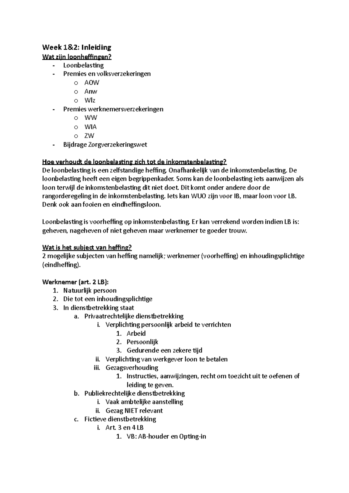 Loonheffingen Overzicht - Week 1&2: Inleiding Wat Zijn Loonheffingen ...