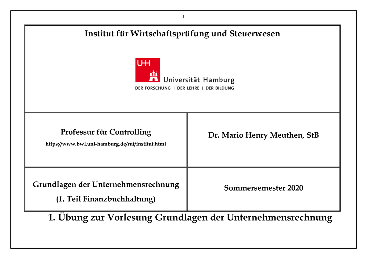 Gur Übung 01 Ss 2020 Institut Für Wirtschaftsprüfung Und Steuerwesen Professur Für 8359