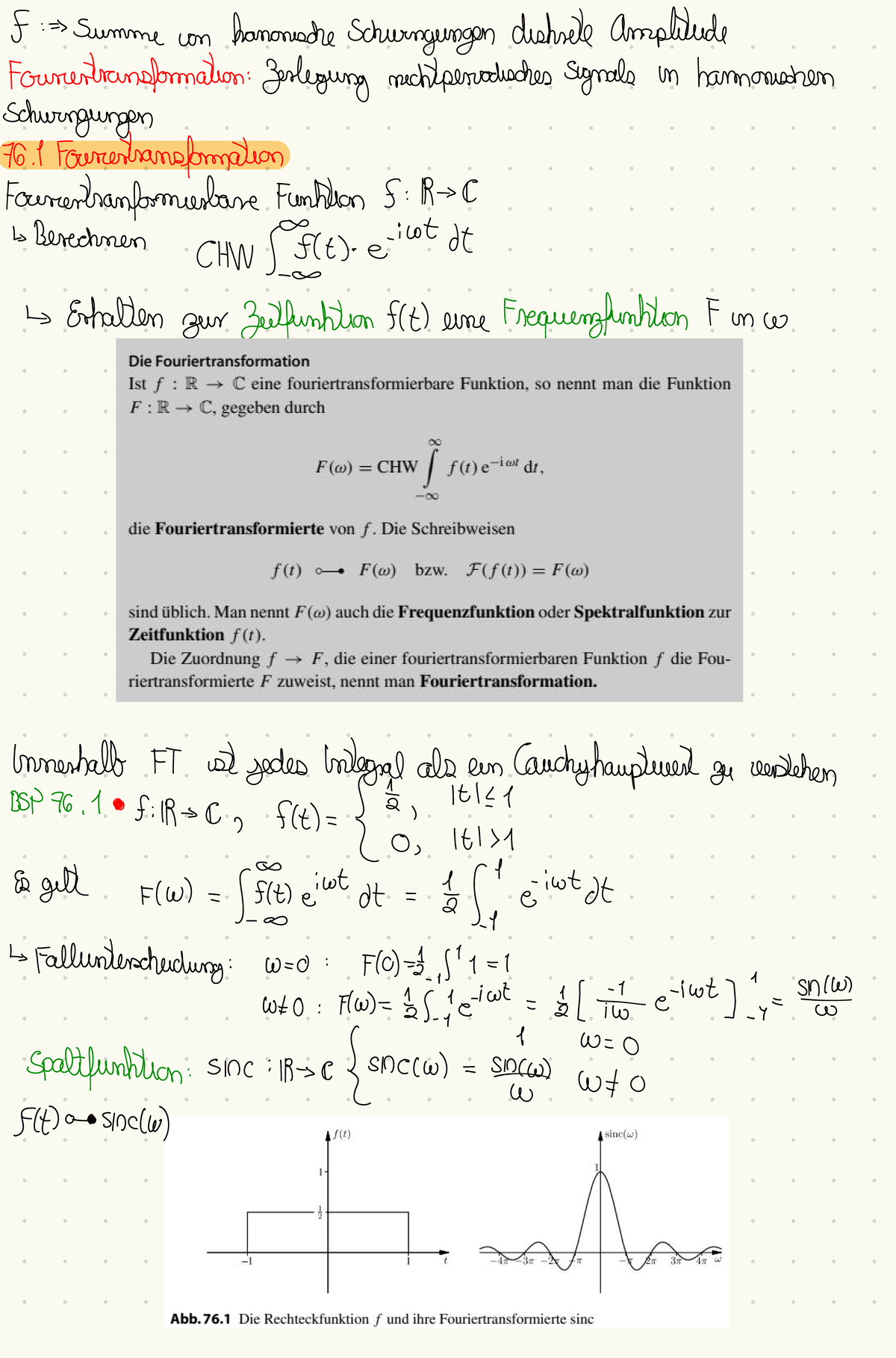 Höhere Mathematik In Rezepten 76 Fouriertransformation I - Höhere Mathematik 3 - Studocu