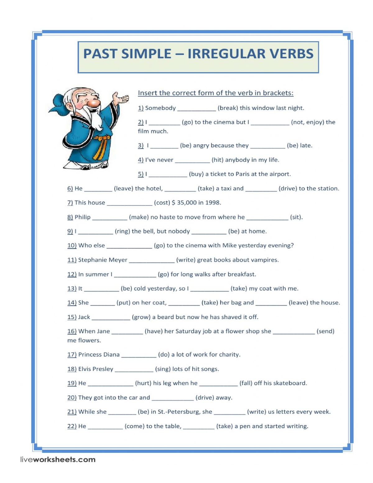 Simple PAST Worksheet + Present Perfect ( NGHI) - Chia động từ ở thì ...