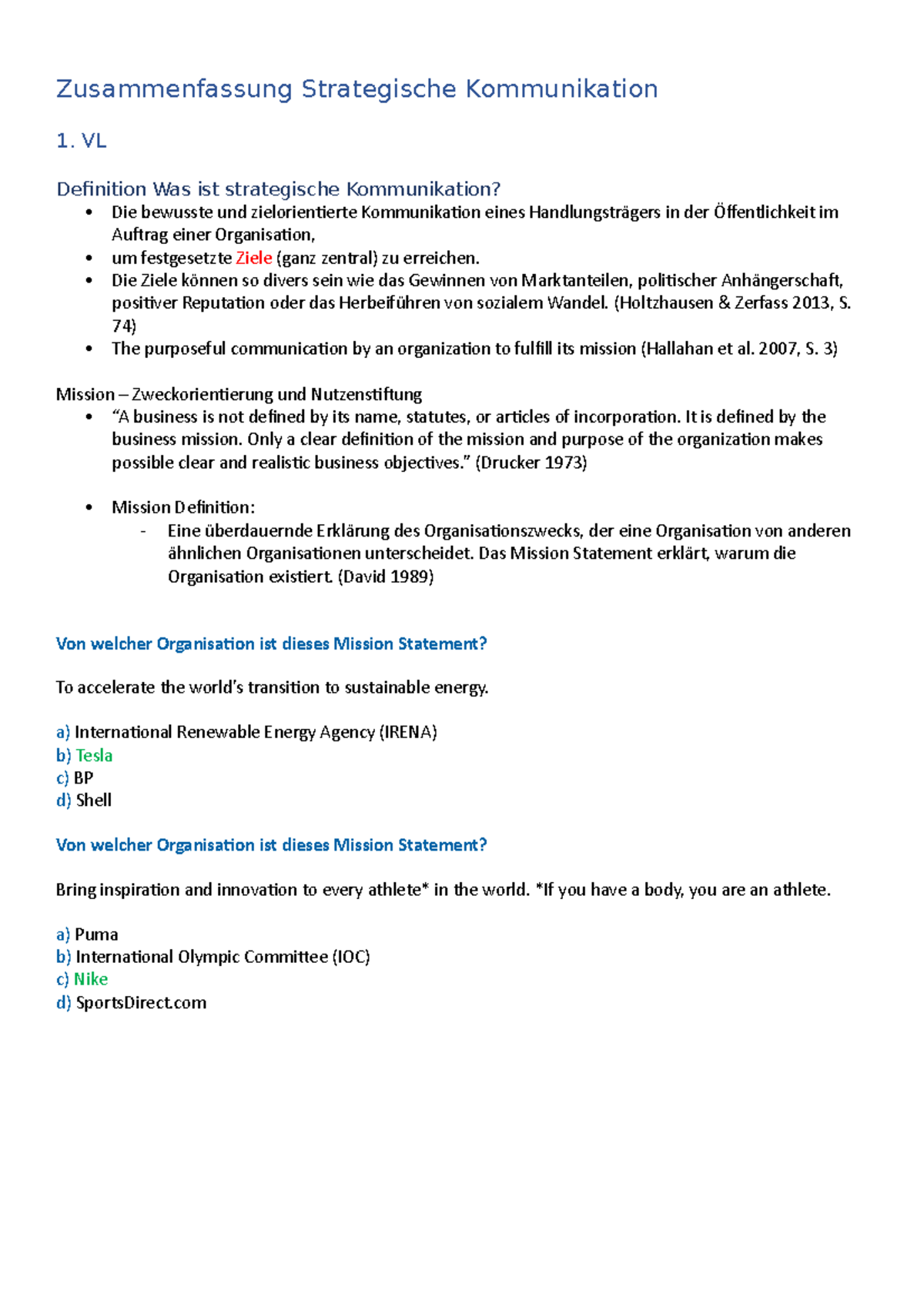 Zusammenfassung Strategische Kommunikation - VL Definition Was Ist ...