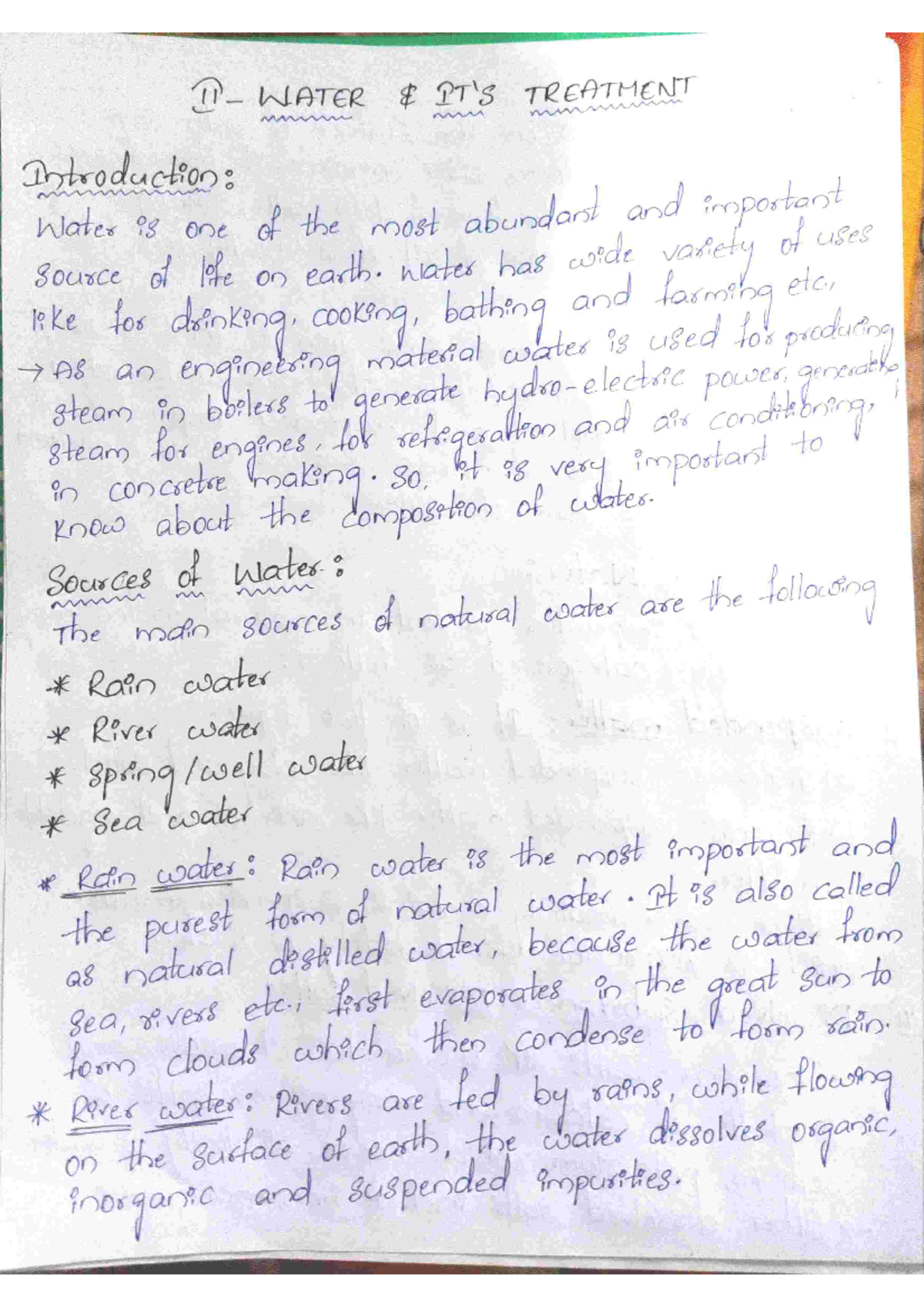 Unit 2 CHEMISTRY (UNIT 2 WATER AND ITS TREATMENT) IT MAY HELP YOU