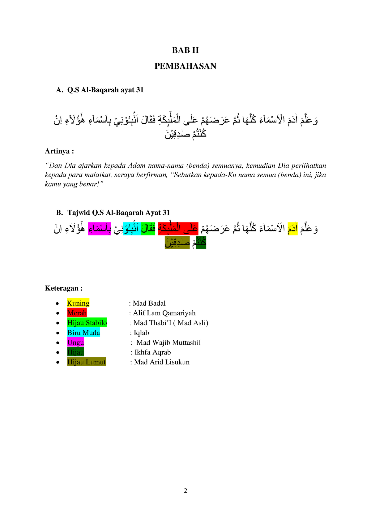 Makalah Kajian Pendidikan Q.S Al-Baqarah Ayat 31 - Bab 2 - 3 - BAB II ...