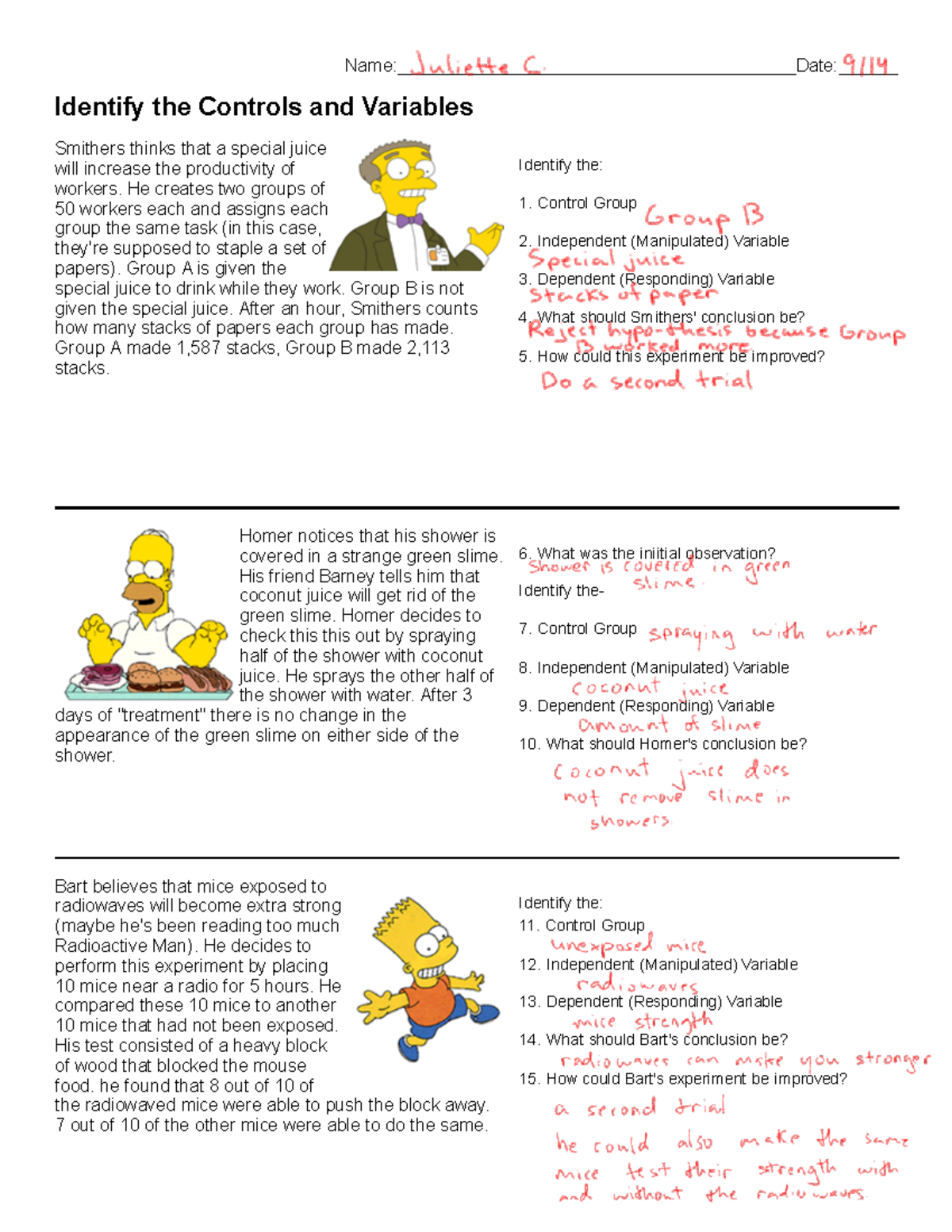 Scientific method - lab - Identify the: Control Group Independent ...