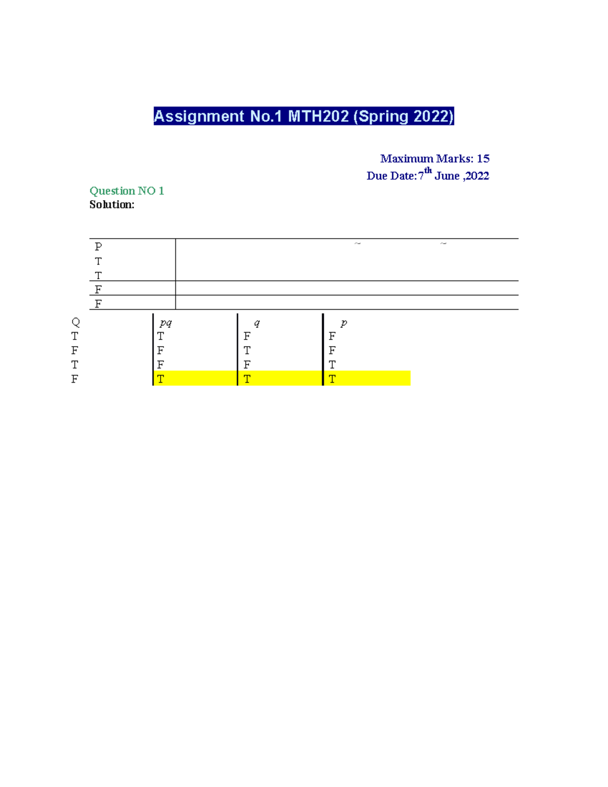 MTH202 1- Updated-solution-spring-2022 - Assignment No MTH202 (Spring ...