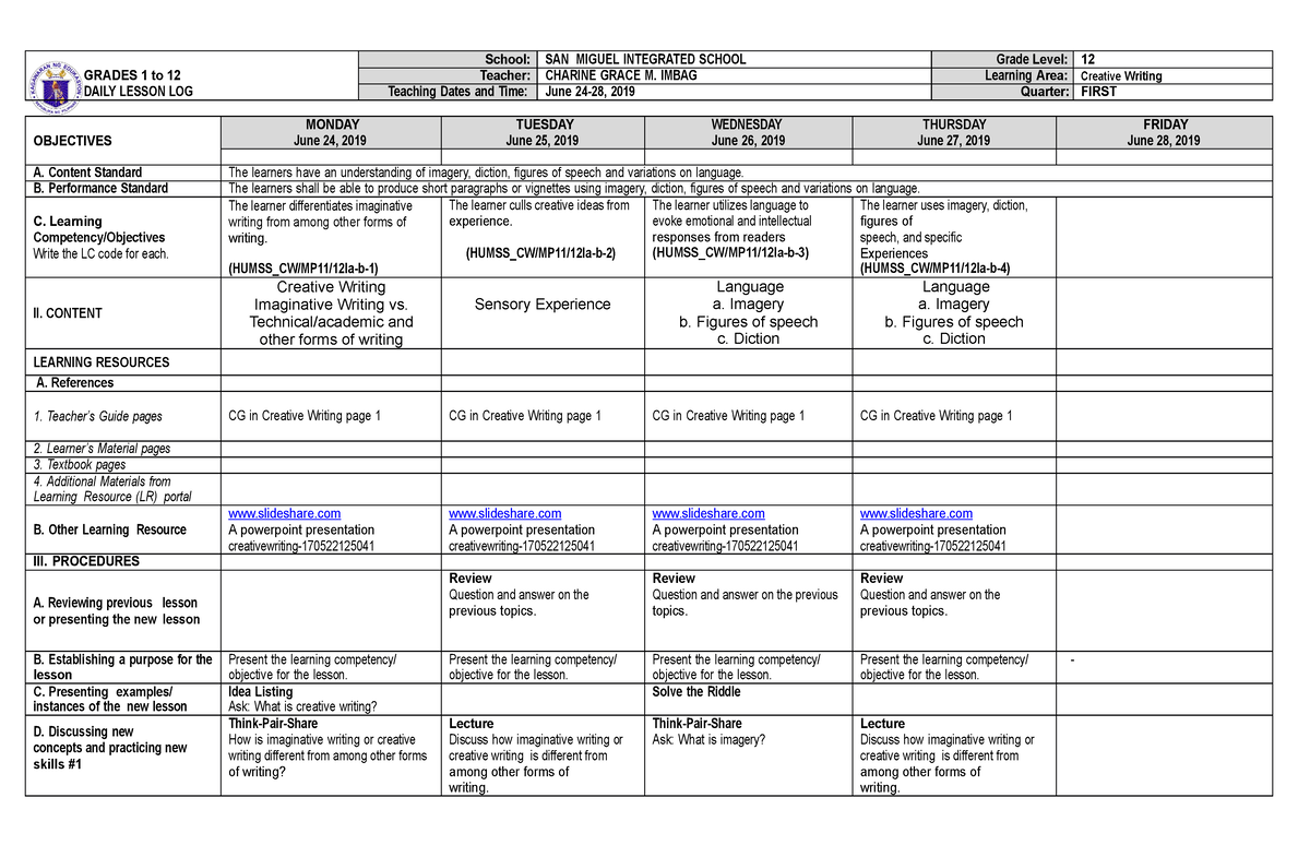 dll in creative writing week 1