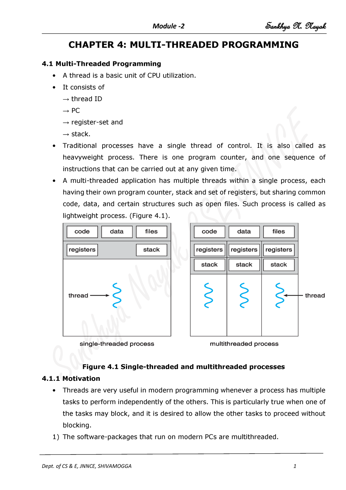 SNN Module 2 Notes - Good - CHAPTER 4: MULTI-THREADED PROGRAMMING 4 ...