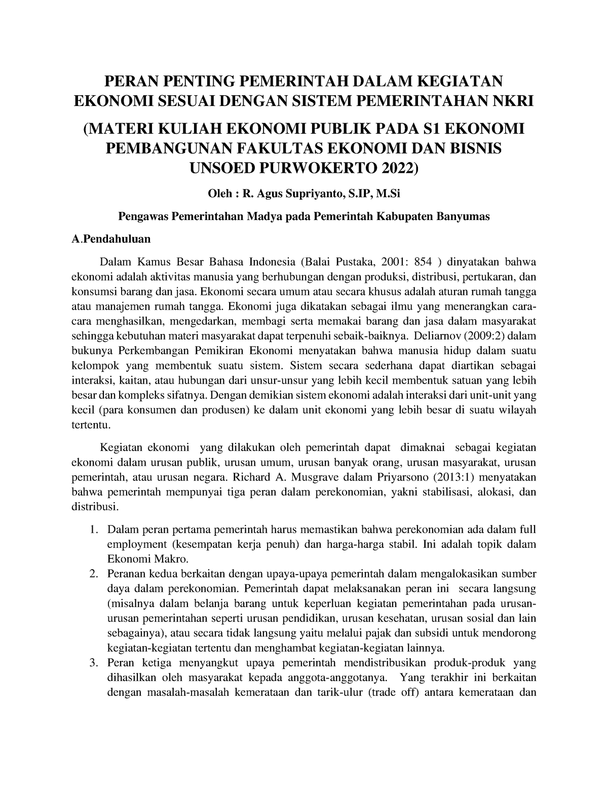 01. Peran Penting Pemerintah Dalam Kegiatan Ekonomi Final - PERAN ...