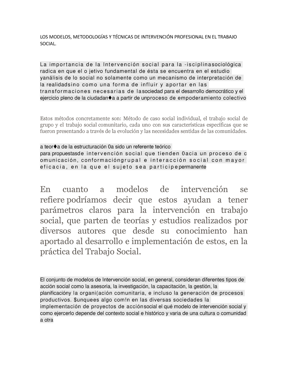 MÉTODOS Y MODELOS DE INTERVENCIÓN EN TRABAJO SOCIAL - LOS MODELOS,  METODOLOGÍAS Y TÉCNICAS DE - Studocu