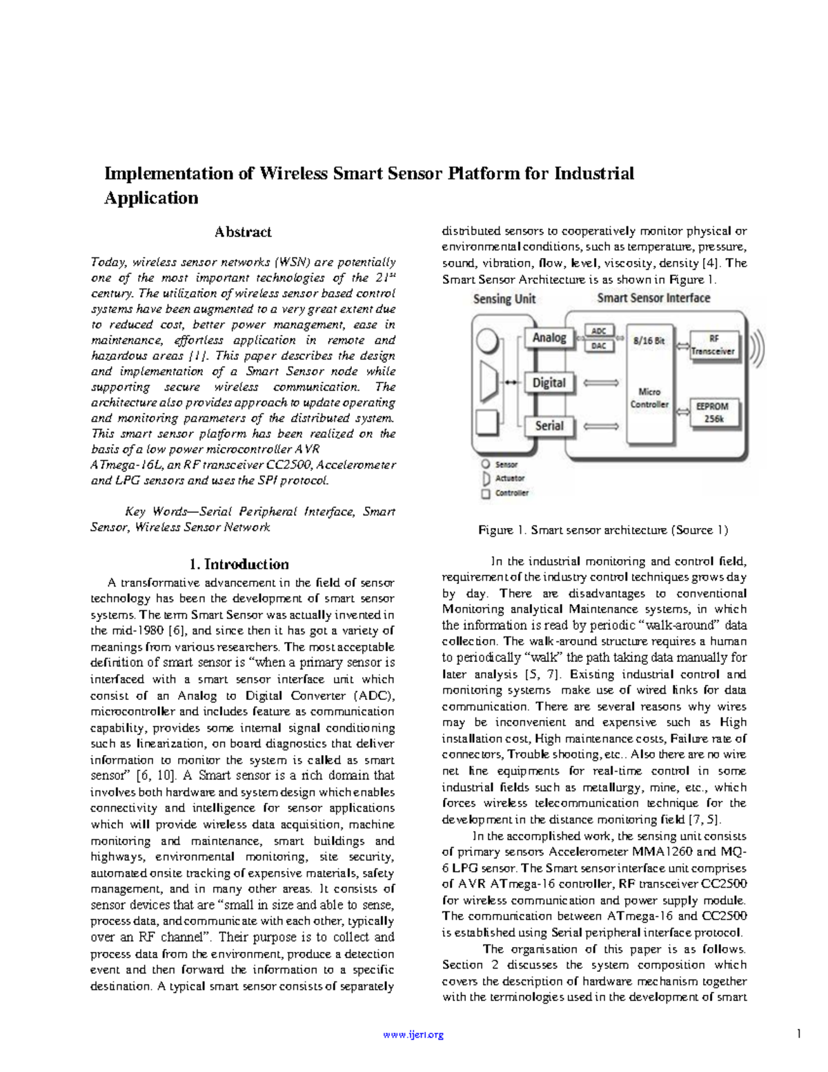 Implementation of wireless smart sensor - The utilization of wireless ...