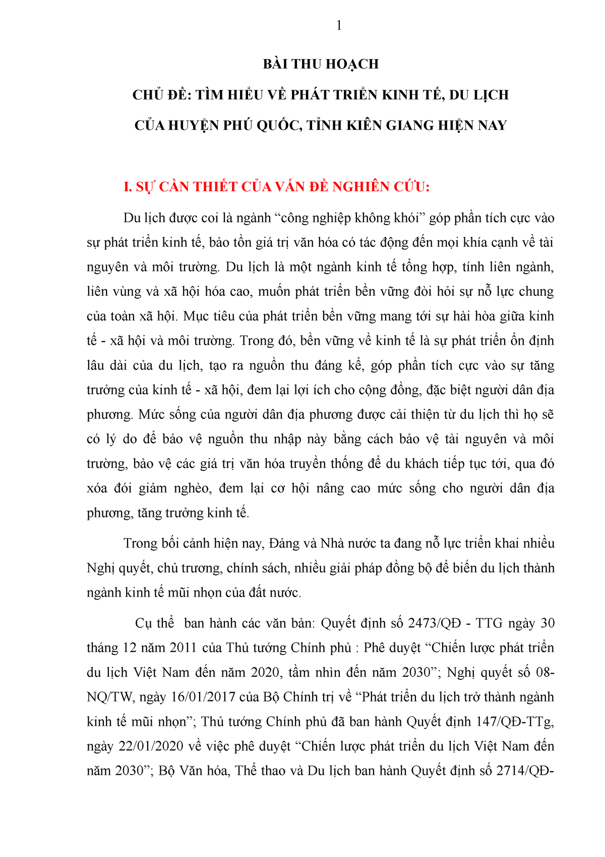 BÀI THU HOẠCH thực tế - BÀI THU HOẠCH CHỦ ĐỀ: TÌM HIỂU VỀ PHÁT TRIỂN KINH TẾ, DU LỊCH CỦA HUYỆN PHÚ - Studocu