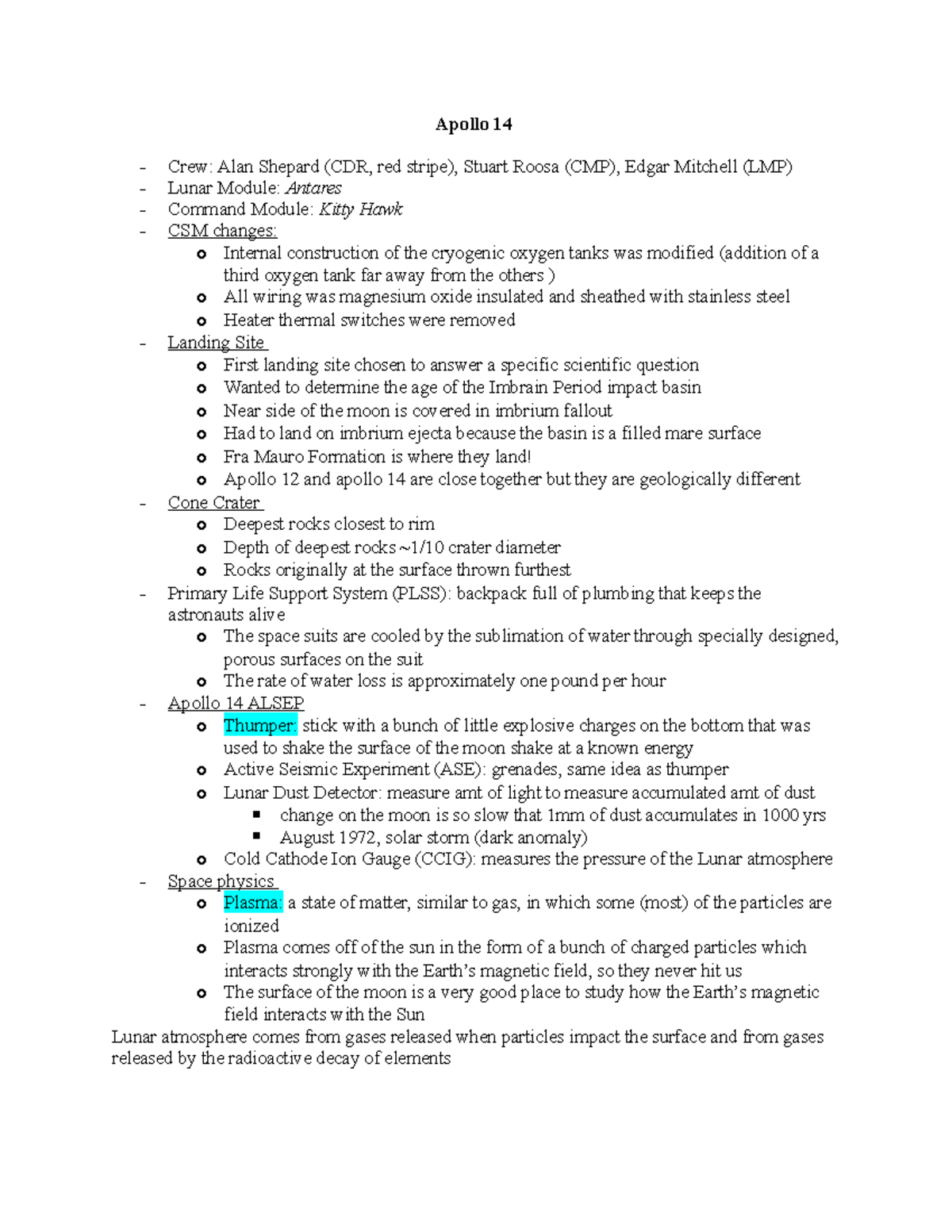 Apollo 14.1 notes Apollo 14 Crew Alan Shepard (CDR, red stripe