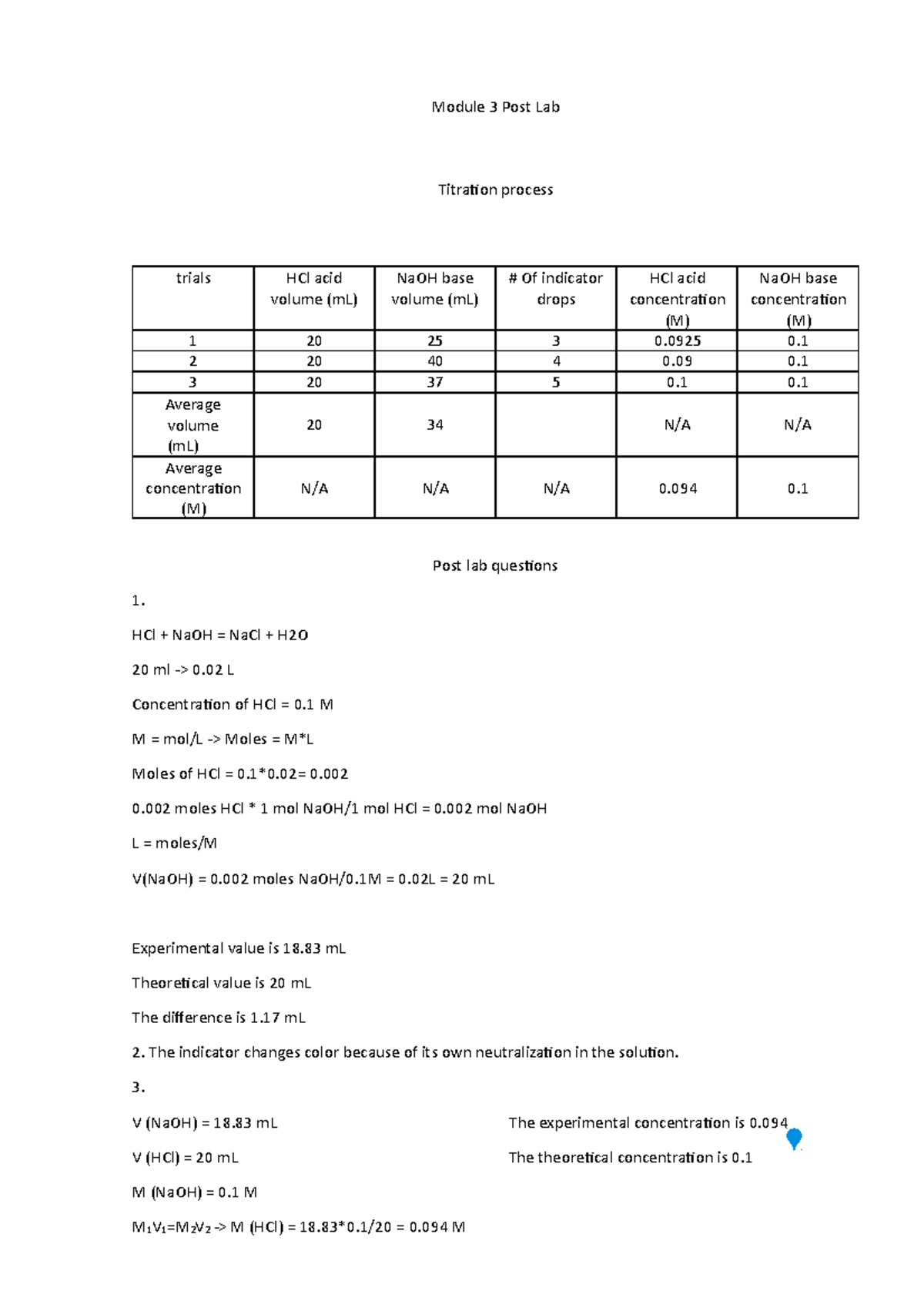 lab titration assignment lab report brainly