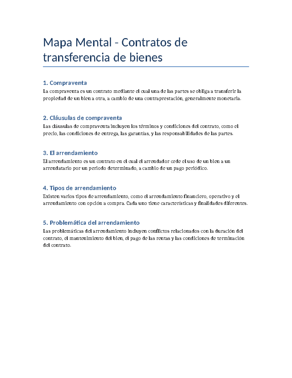 Mapa Mental Contratos Transferencia Bienes - Mapa Mental - Contratos de ...