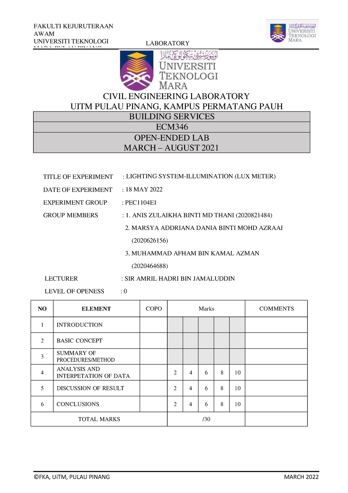 Group 2 ECM346 PEC1104E1 - FAKULTI KEJURUTERAAN AWAM UNIVERSITI ...