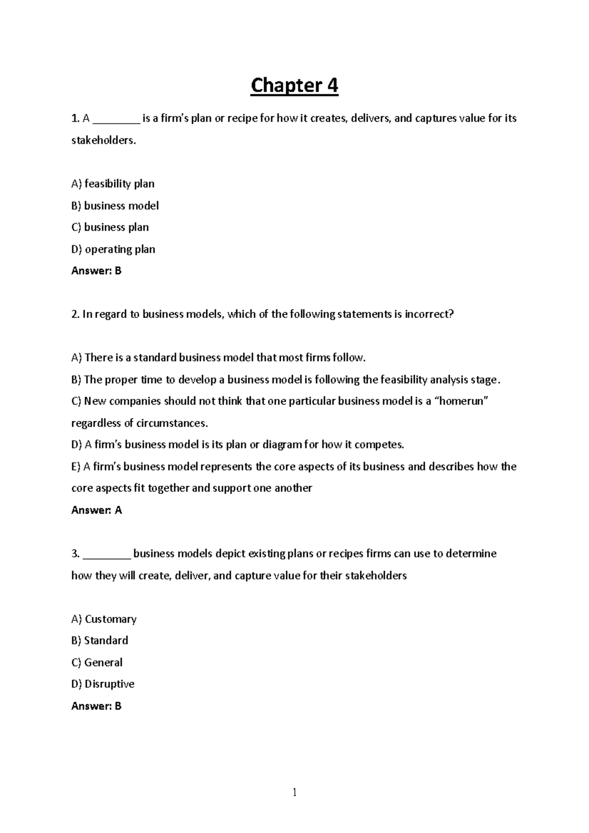 Ch 4 Questions - Entrepreneurship Pearson - Chapter 4 A ________ Is A ...