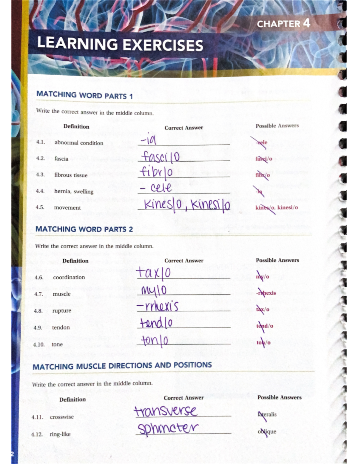 Chapter 4 medical terminology answers