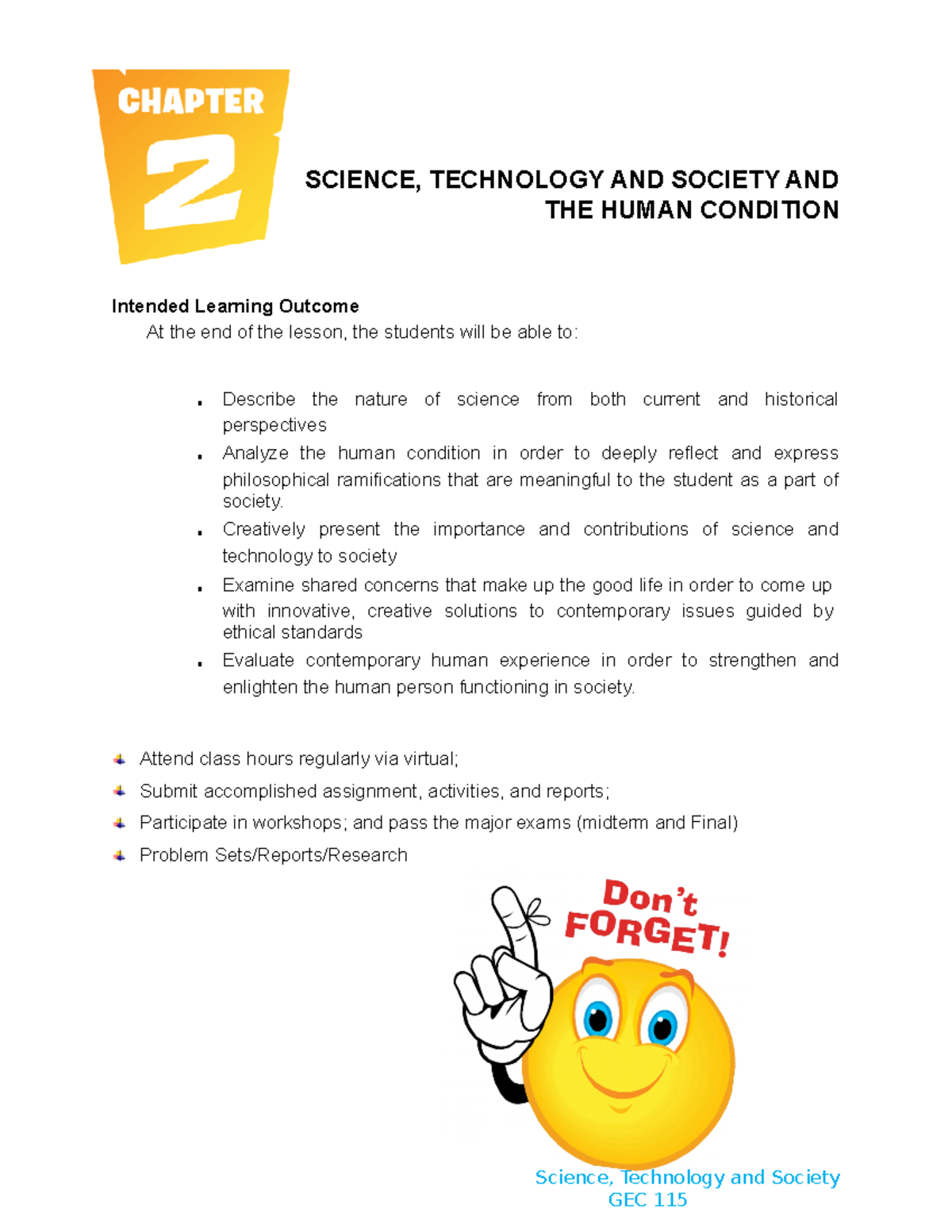 Introduction to Science Technology and Society - SCIENCE, TECHNOLOGY ...