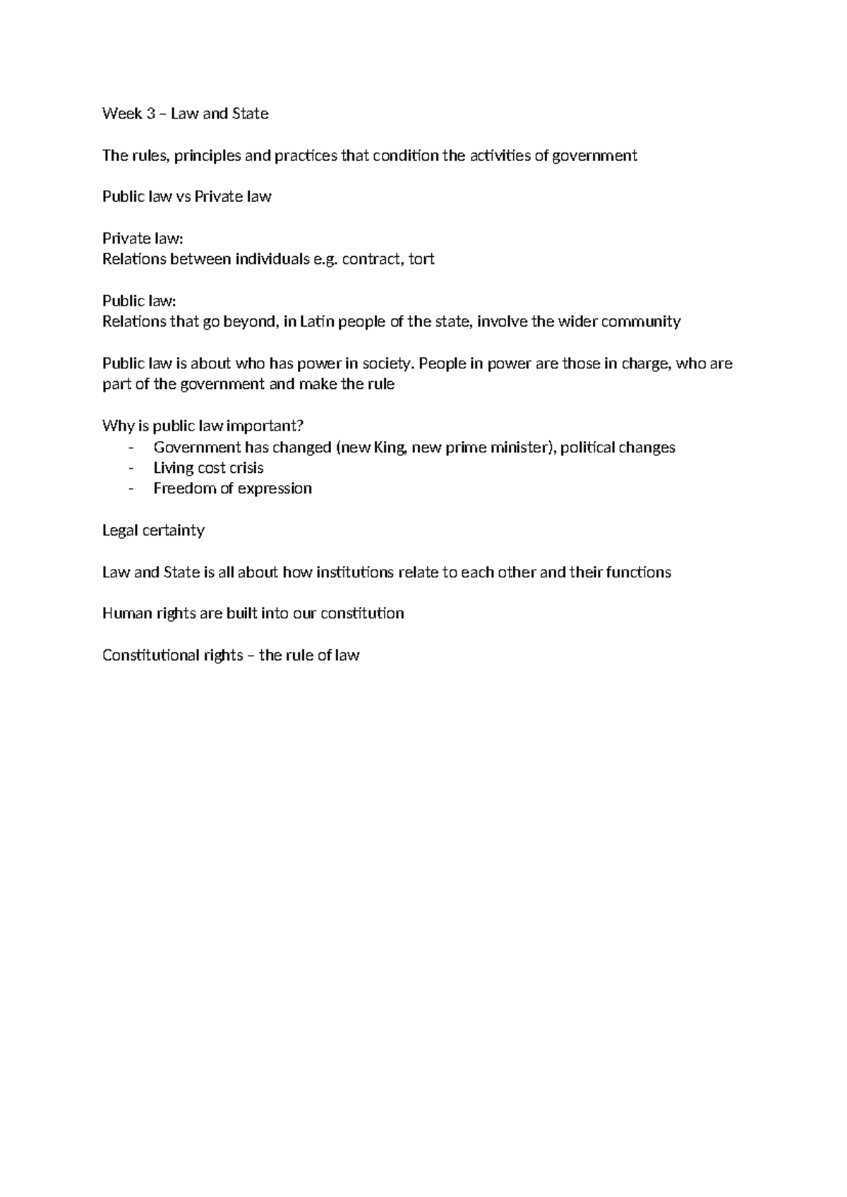 Week 3 - Law and State - Week 3 – Law and State The rules, principles ...
